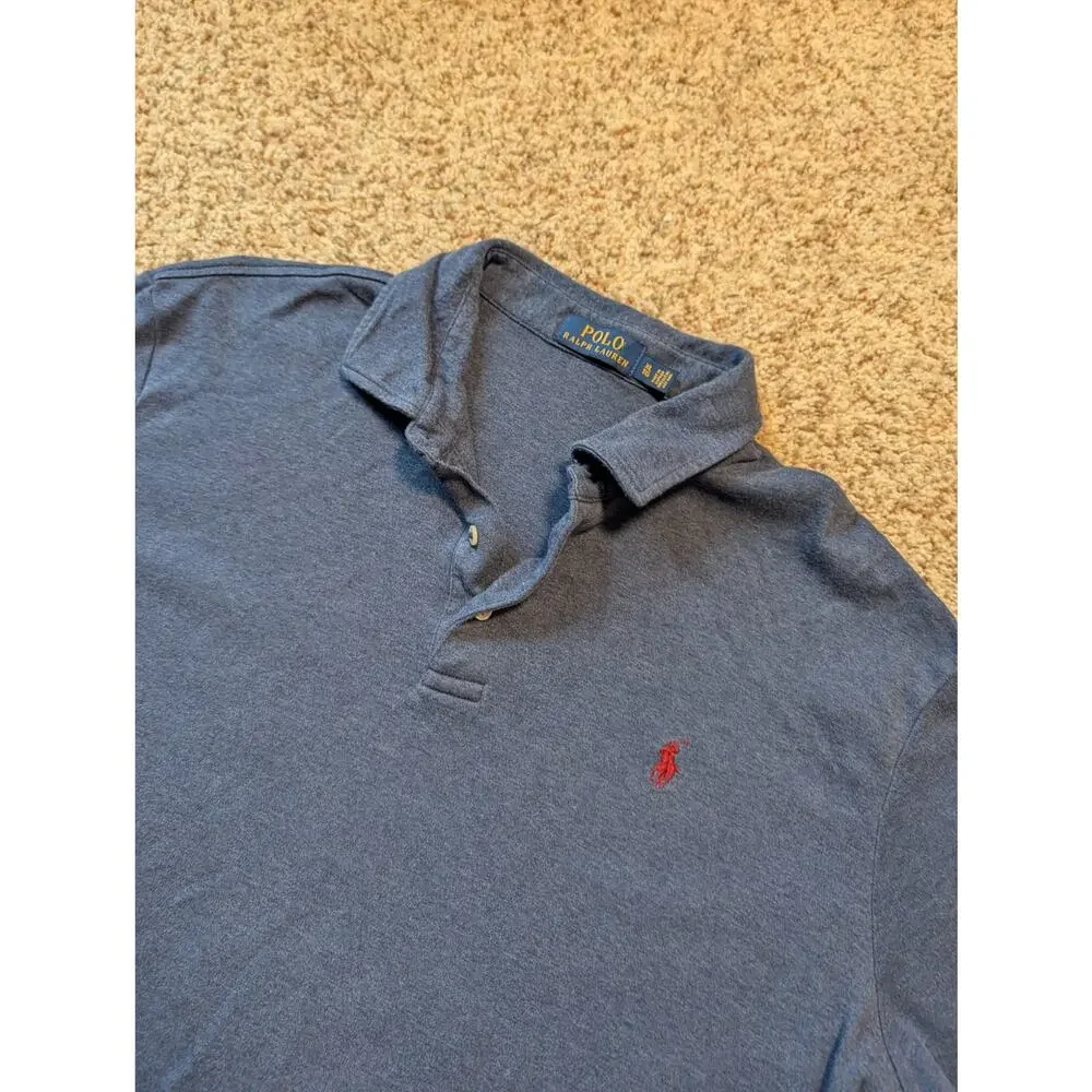 Polo Ralph Lauren Classic Fit Polo Shirt Men XL Blue Heather Cotton Pique Mesh